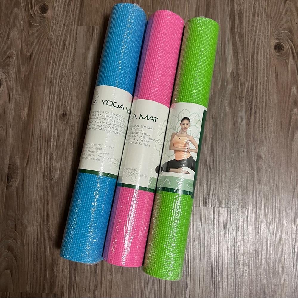 Yoga Mats 68'' x 24'' Yoga Mats for Kids and Adult Gym Mats pink, green, blue